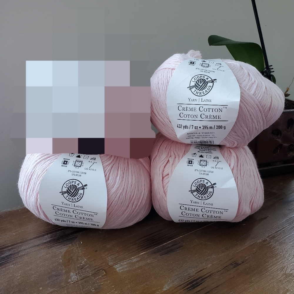 Loops and Threads Creme Cotton Pastel Pink 3 skein destash lot